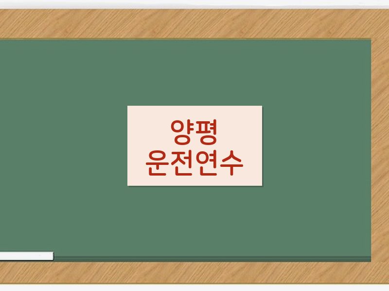 양평운전연수 후기