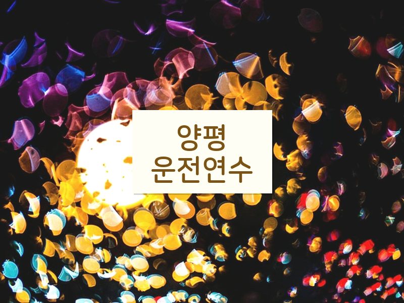 양평운전연수 후기