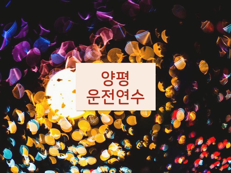 양평운전연수 후기