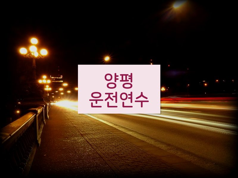 양평운전연수 후기